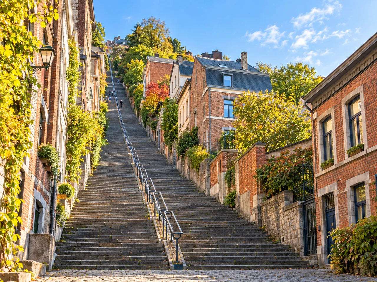 Illustration of Montagne de Bueren staircase from the foot of the climb