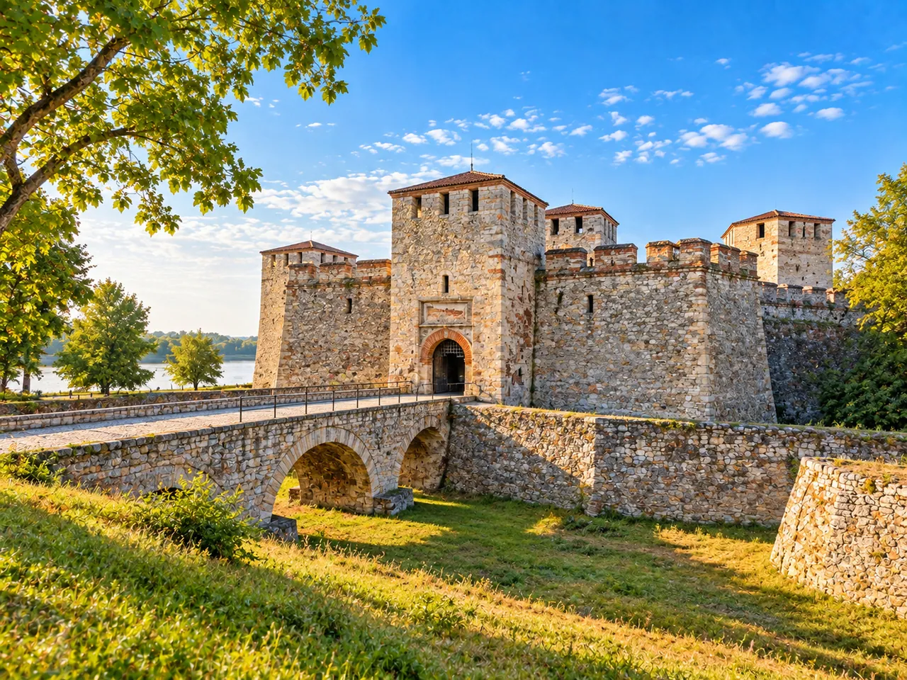 Illustration of Baba Vida fortress entrance across its dry moat in Vidin