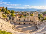 Illustration of Ancient Theatre of Philippopolis overlooking Plovdiv