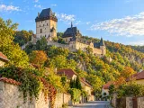 Illustration of Karlštejn Castle from the Budňany village approach