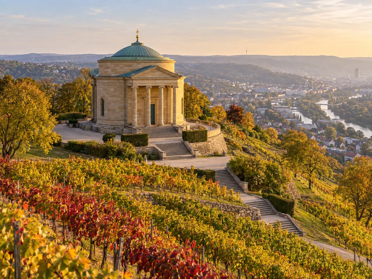 Illustration of Grabkapelle above the Rotenberg vineyards