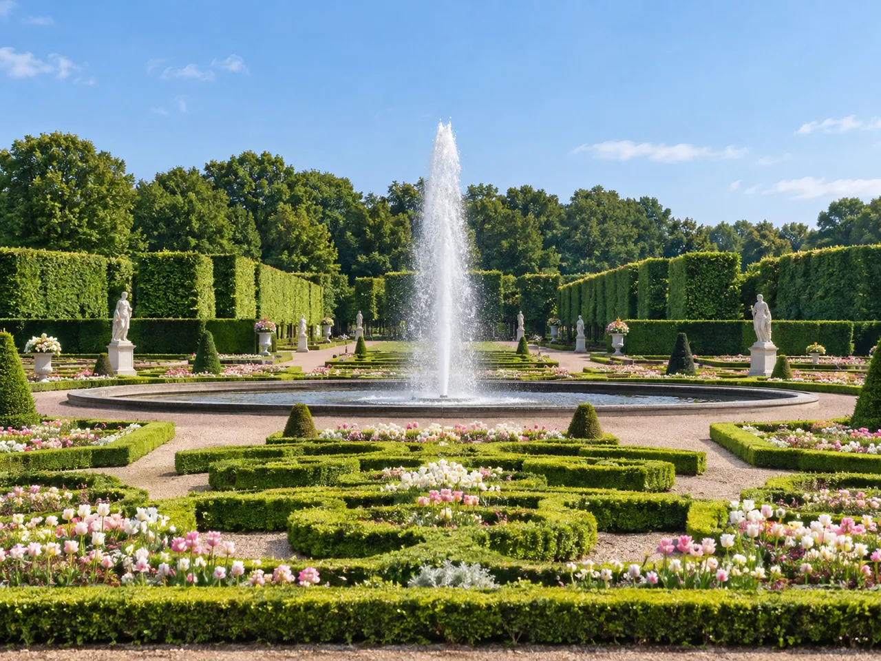Illustration of Herrenhausen Great Garden on the central fountain axis