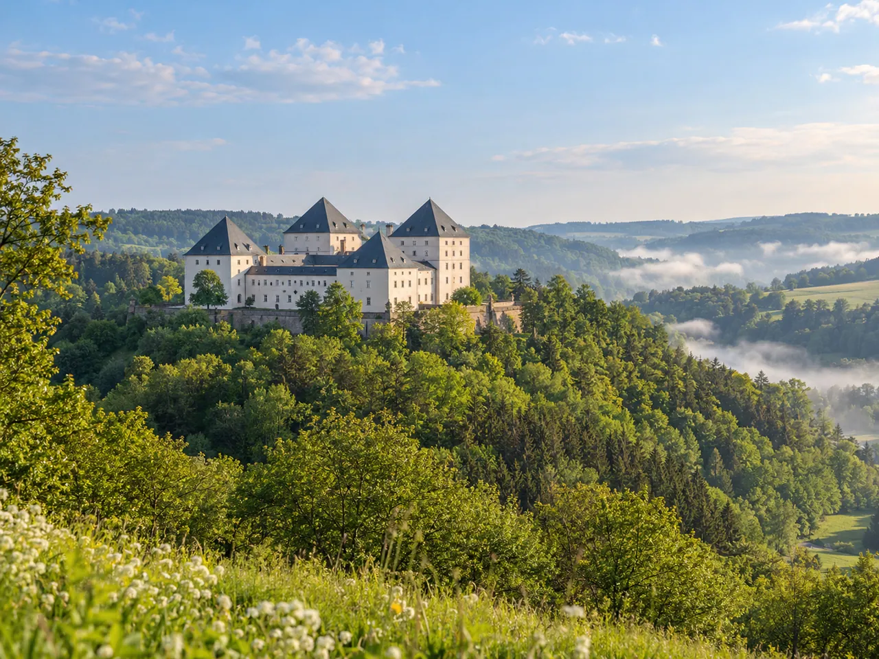 Illustration of Schloss Augustusburg above the Zschopau valley