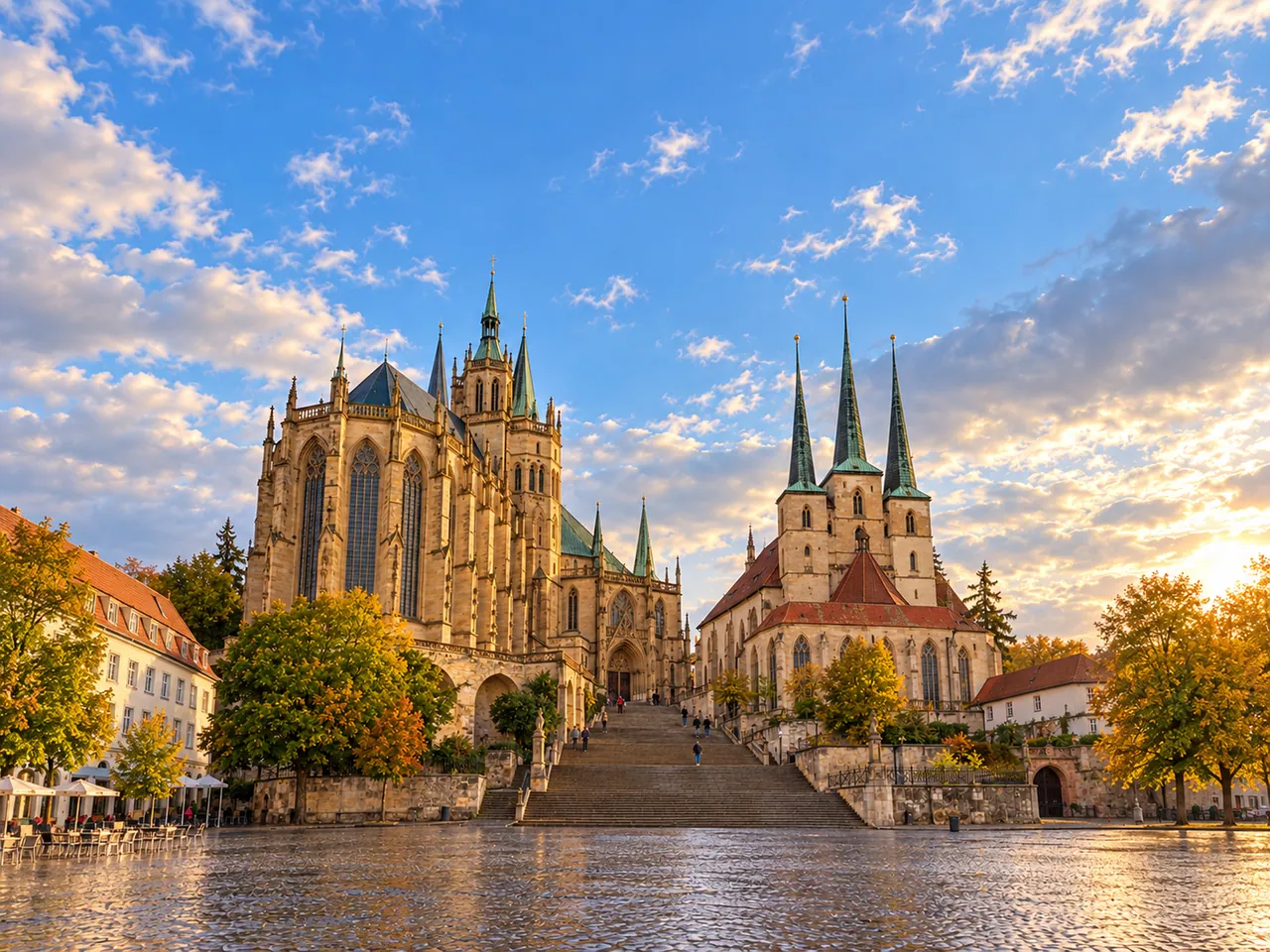 Illustration of Erfurt Cathedral Hill and the Domstufen