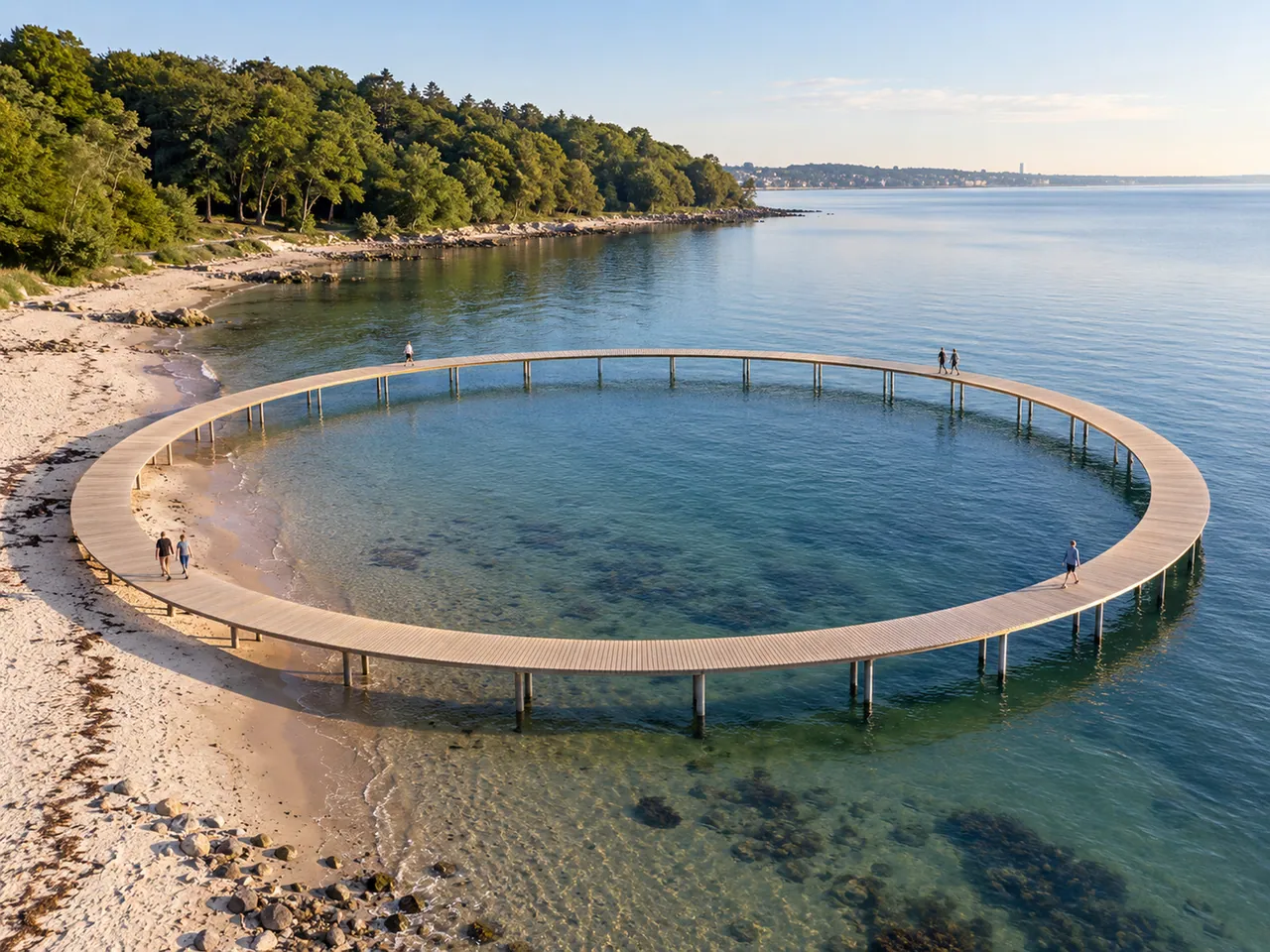 Illustration of The Infinite Bridge at Ballehage Beach on Aarhus Bay