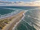 Illustration of Grenen sand spit at Skagen where opposing wave trains meet