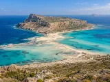 Illustration of Balos Lagoon from the high footpath viewpoint