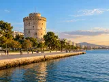 Illustration of Thessaloniki White Tower and Thermaic Gulf promenade