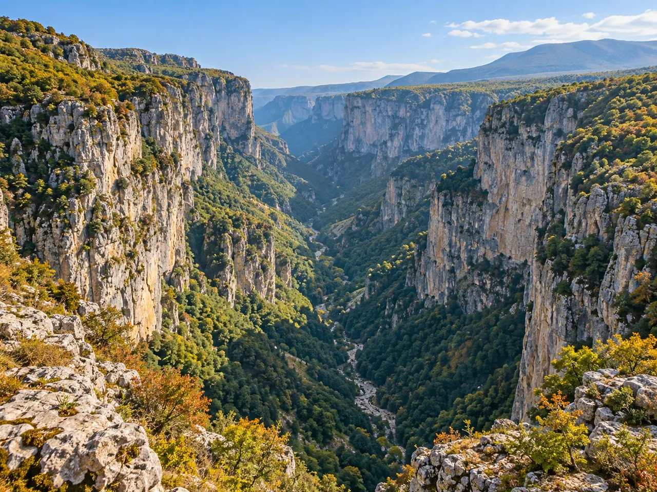 Illustration of Vikos Gorge from the Oxya viewpoint