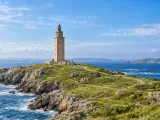 Illustration of Tower of Hercules coastal headland, A Coruña