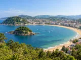 Illustration of La Concha Bay from Monte Igueldo, San Sebastian