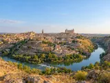 Illustration of Toledo skyline and the Tagus river bend
