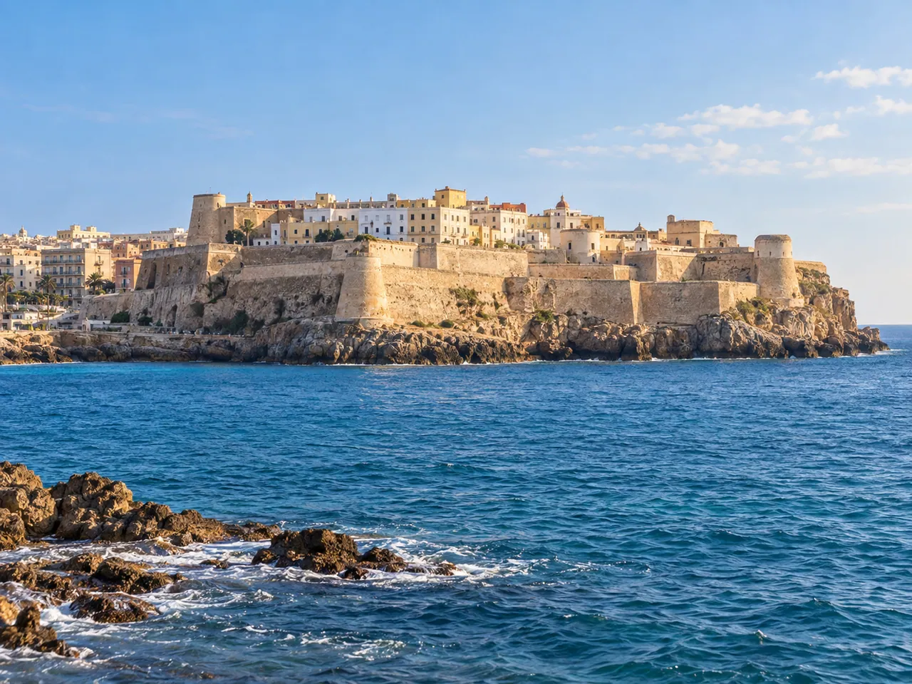 Illustration of Melilla la Vieja seaside fortifications