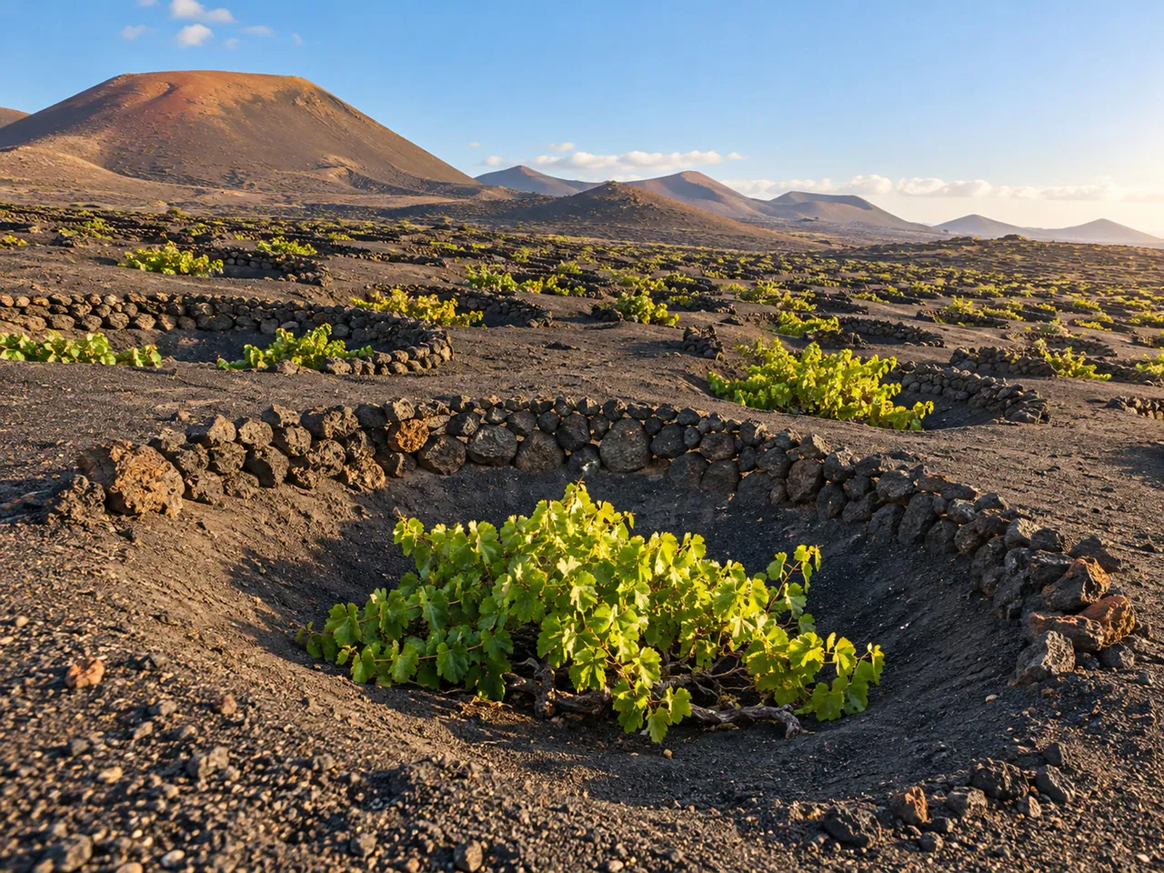 Illustration of La Geria volcanic vineyards, Lanzarote