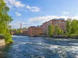 Illustration of Tammerkoski industrial waterfront in Tampere