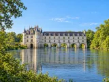 Illustration of Château de Chenonceau over the River Cher