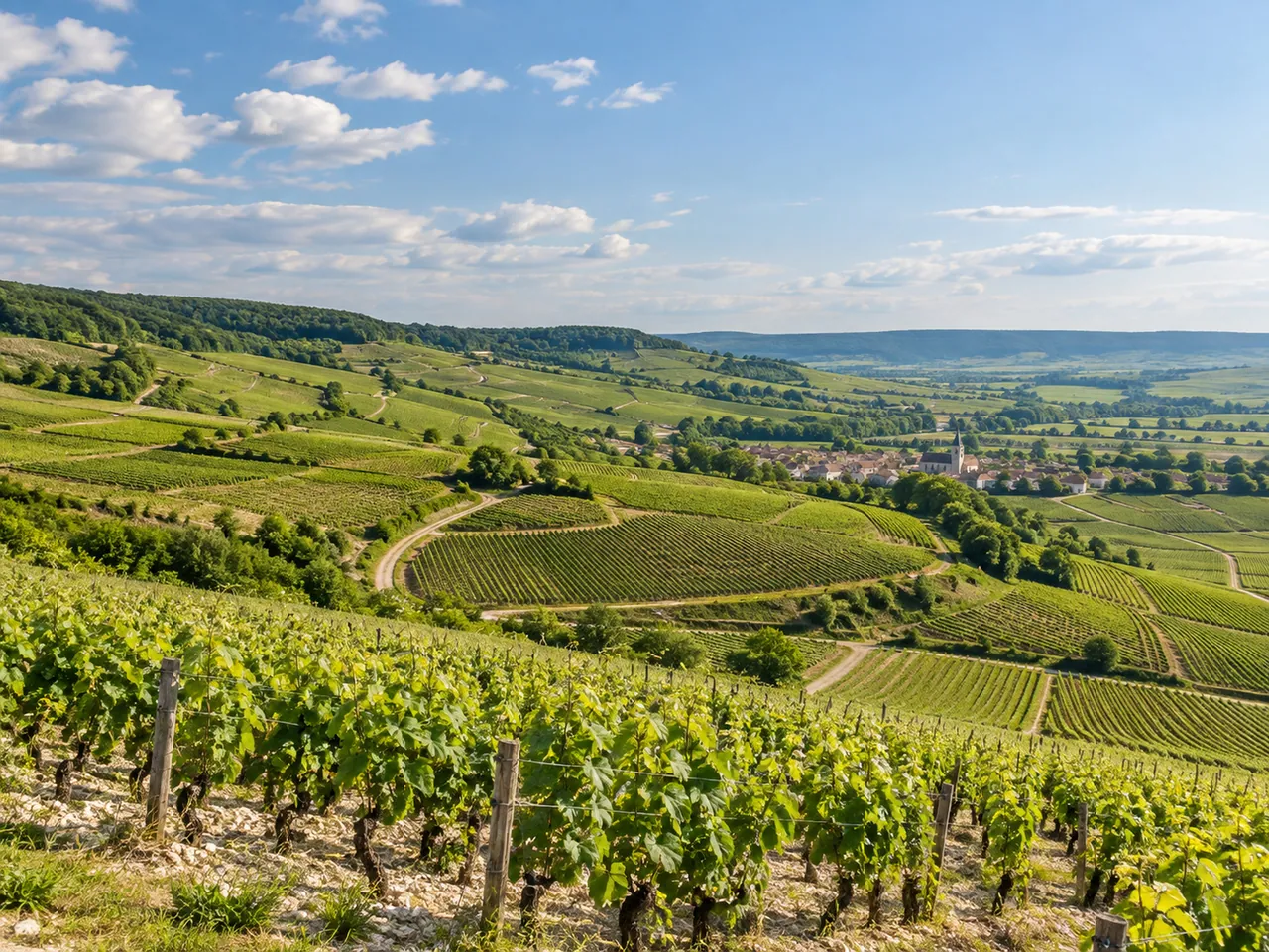 Illustration of Champagne vineyard hills near Épernay