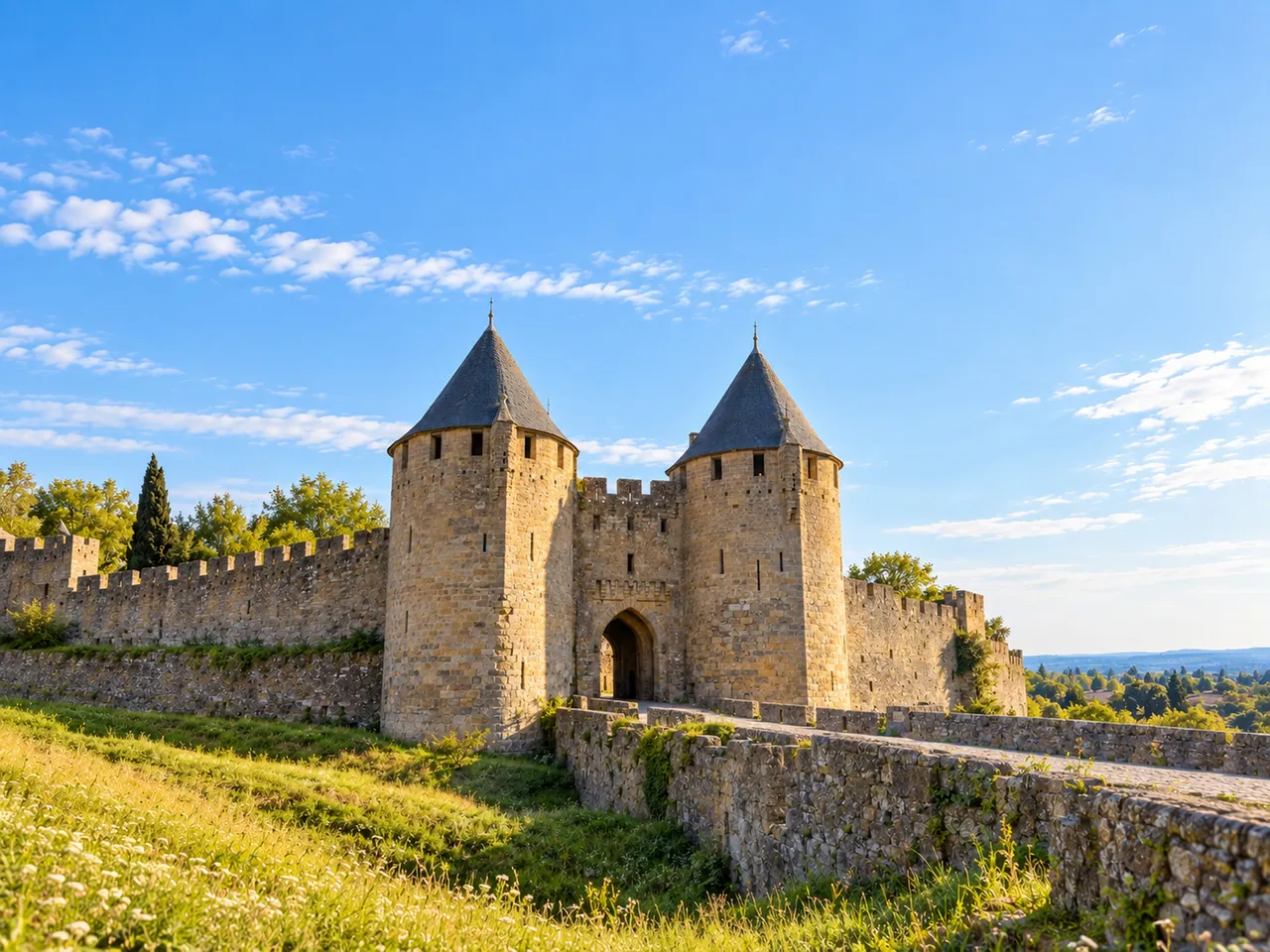 Illustration of Porte Narbonnaise at Carcassonne