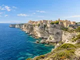 Illustration of Bonifacio clifftop old town and limestone coast