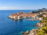 Illustration of Dubrovnik old town and Adriatic coast