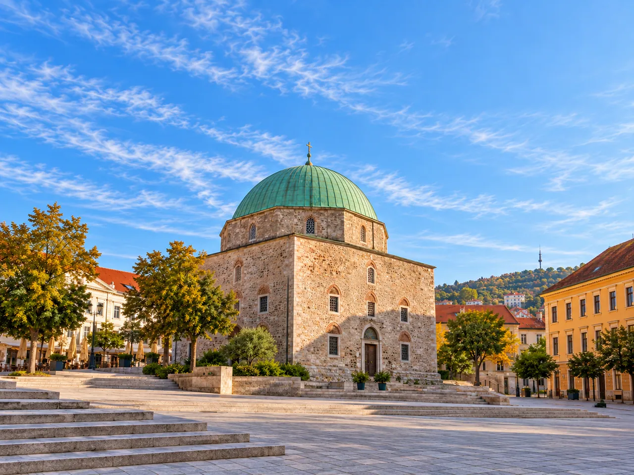 Illustration of Pasha Qasim former mosque in Pécs