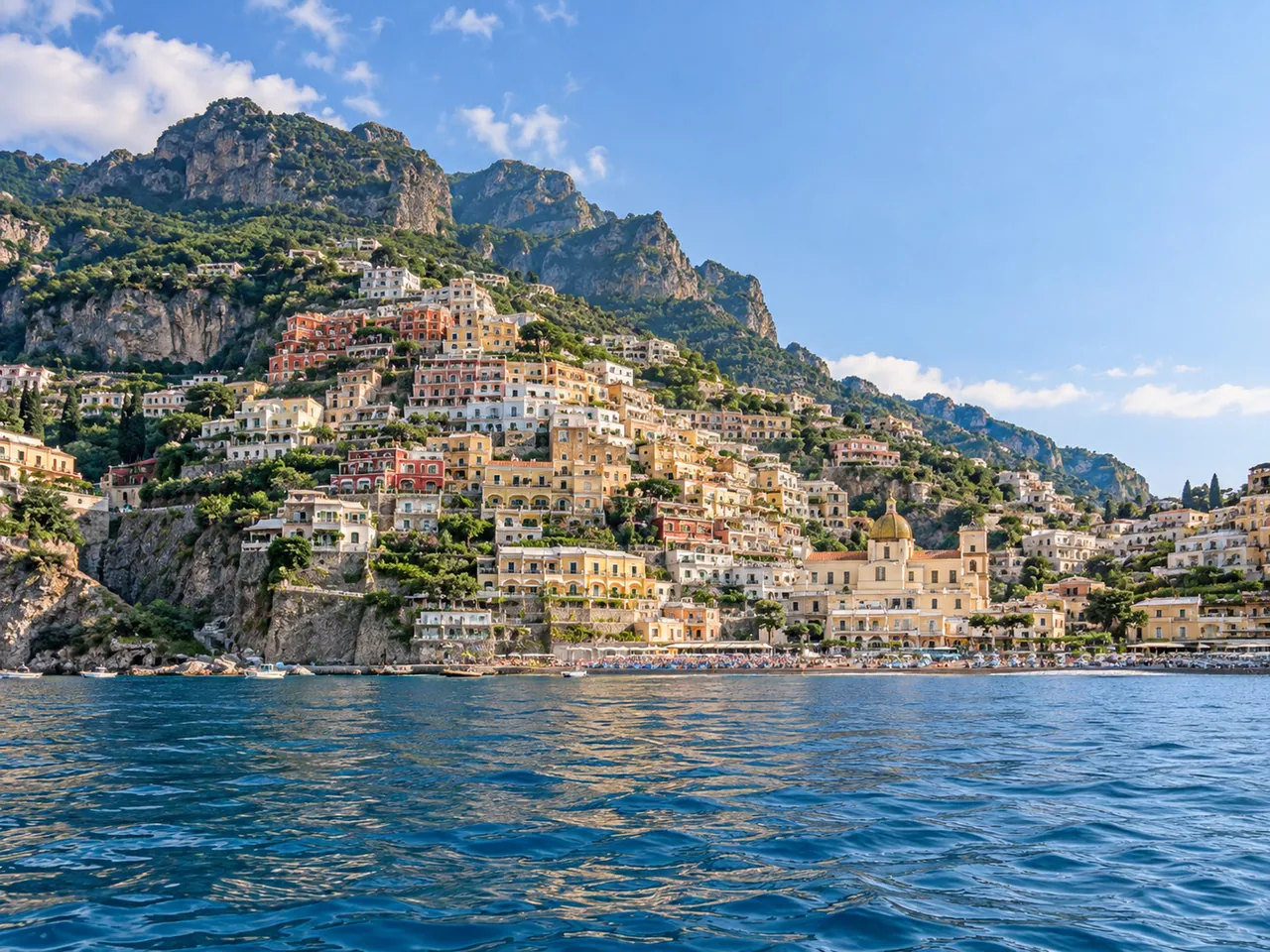 Illustration of Positano coastal town