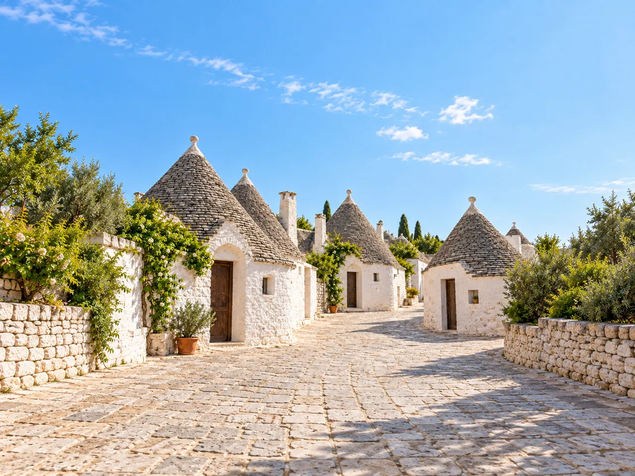 Illustration of Alberobello trulli quarter