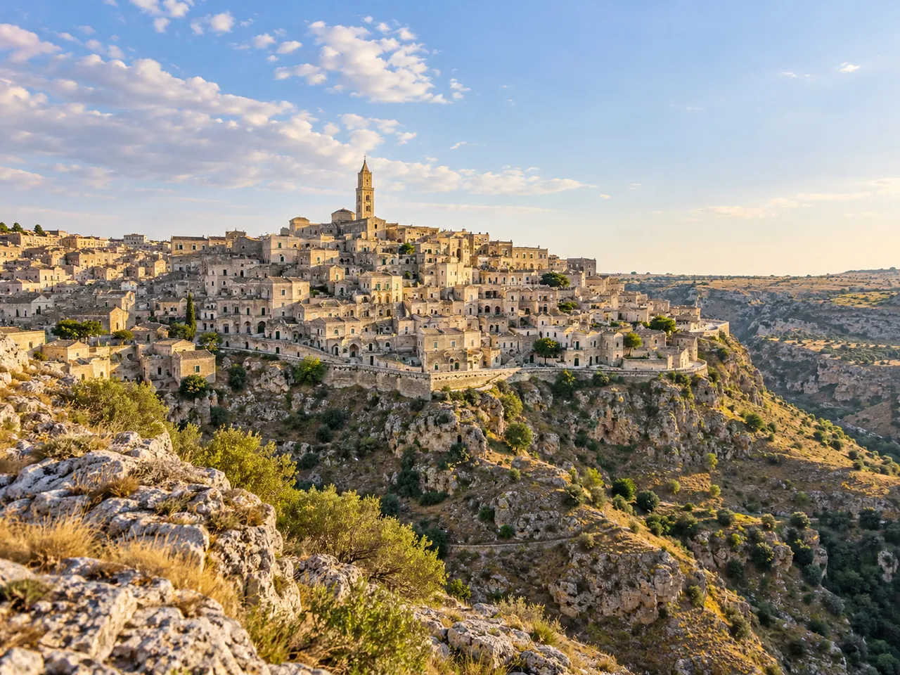 Illustration of Matera Sassi panorama