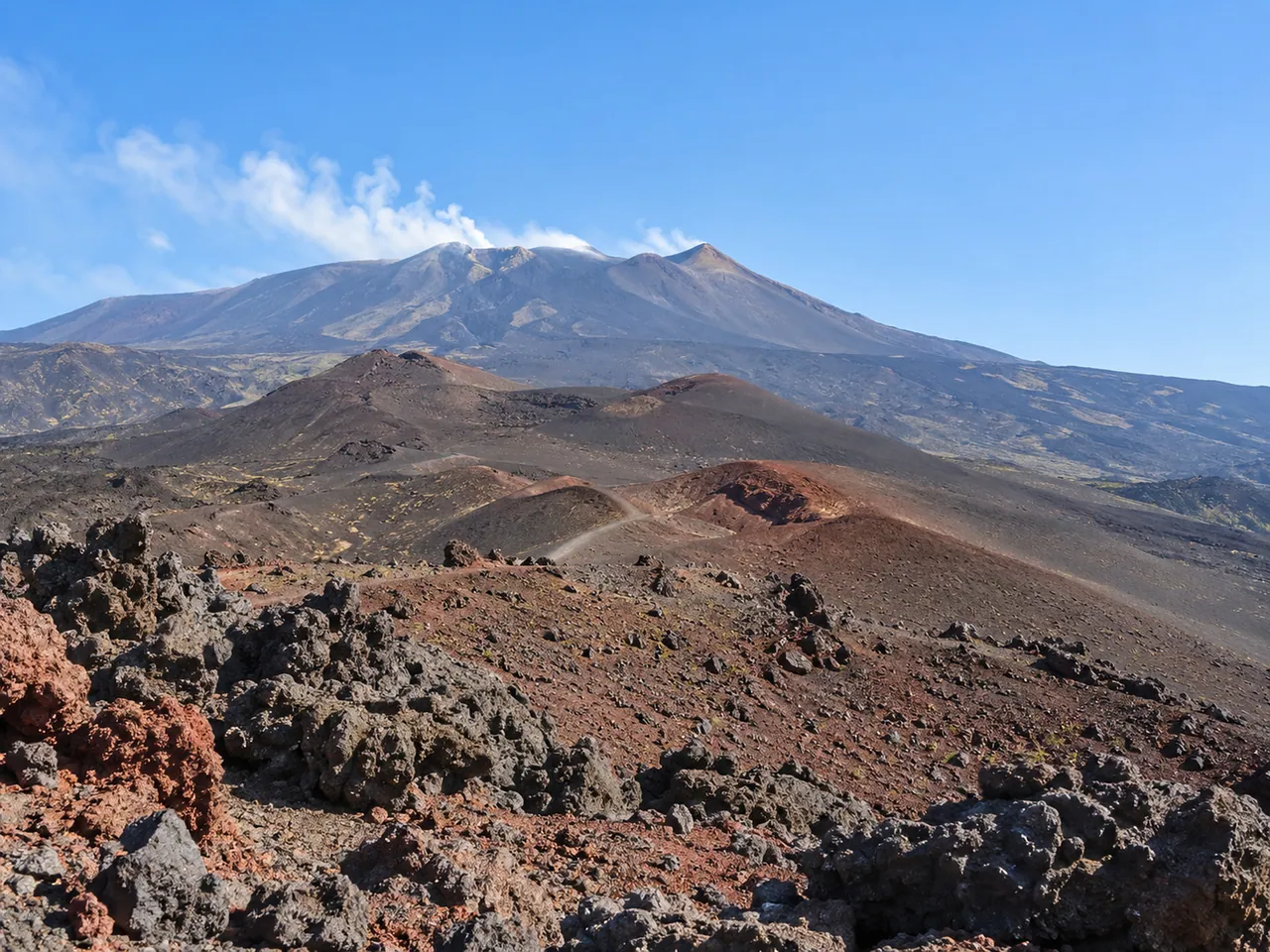 Illustration of Mount Etna upper volcanic landscape