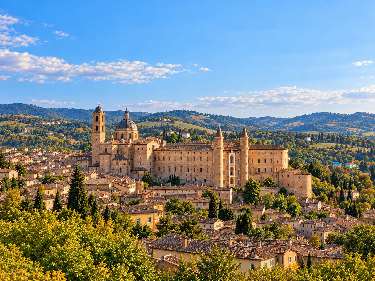 Illustration of Urbino Renaissance skyline