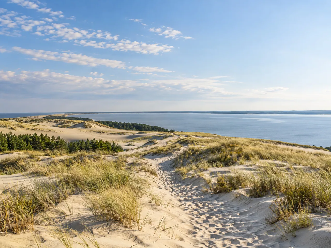Illustration of Curonian Spit lagoon-side dunes