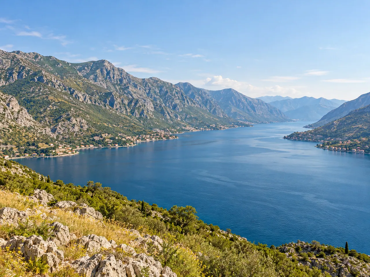 Illustration of Mountain shores of the Bay of Kotor