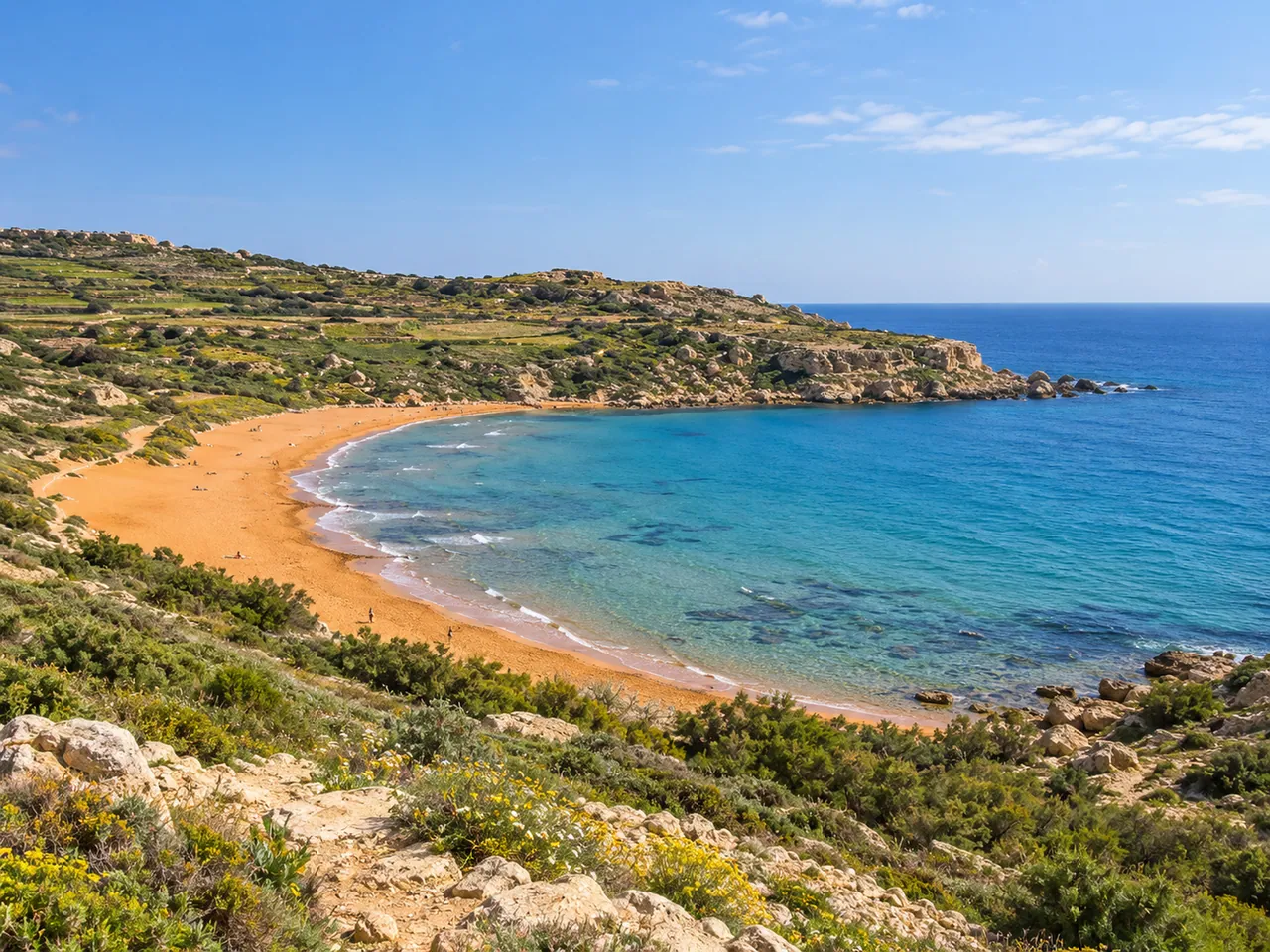 Illustration of Red-gold sand at Ramla Bay on Gozo