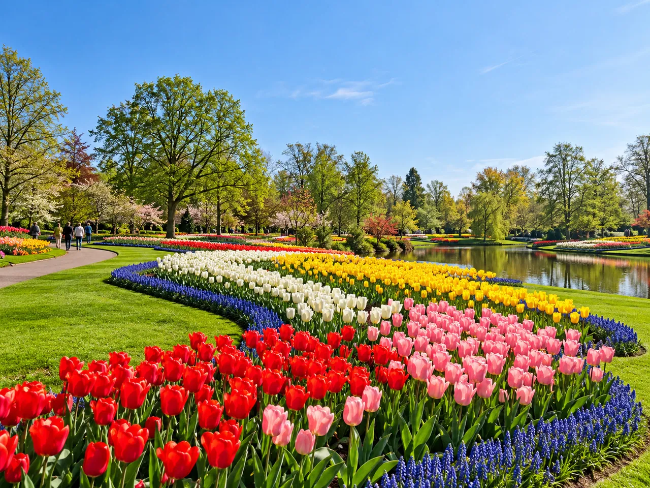 Illustration of Spring flowerbeds in Keukenhof