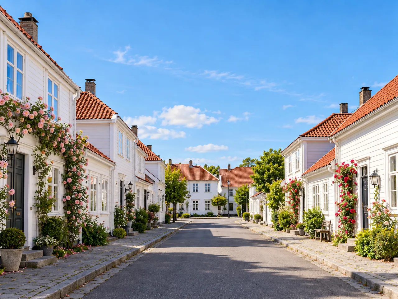 Illustration of Representative Posebyen street in Kristiansand