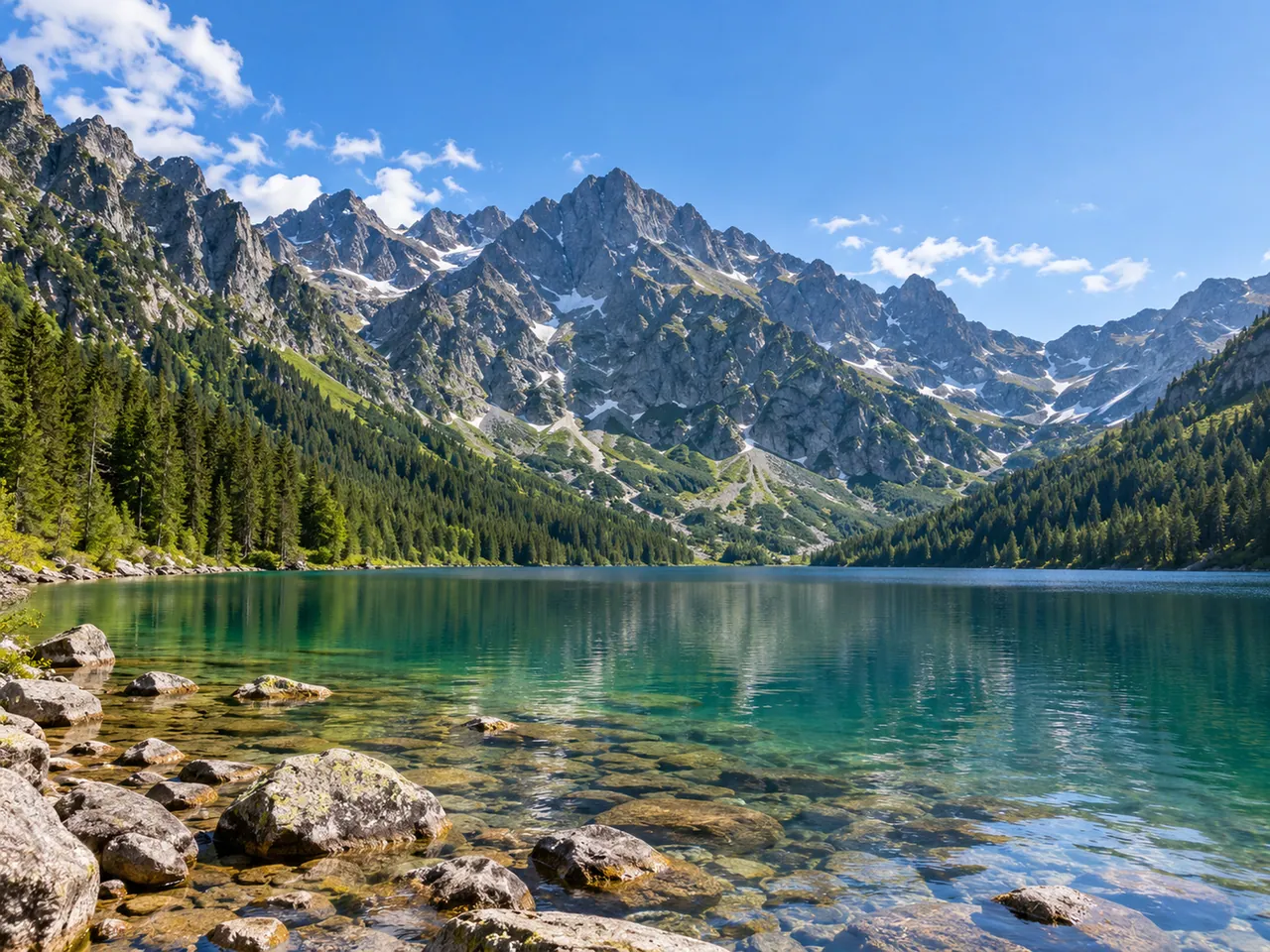 Illustration of Representative Polish High Tatra lake landscape near Zakopane