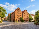 Illustration of Toruń Old Town brick granary street