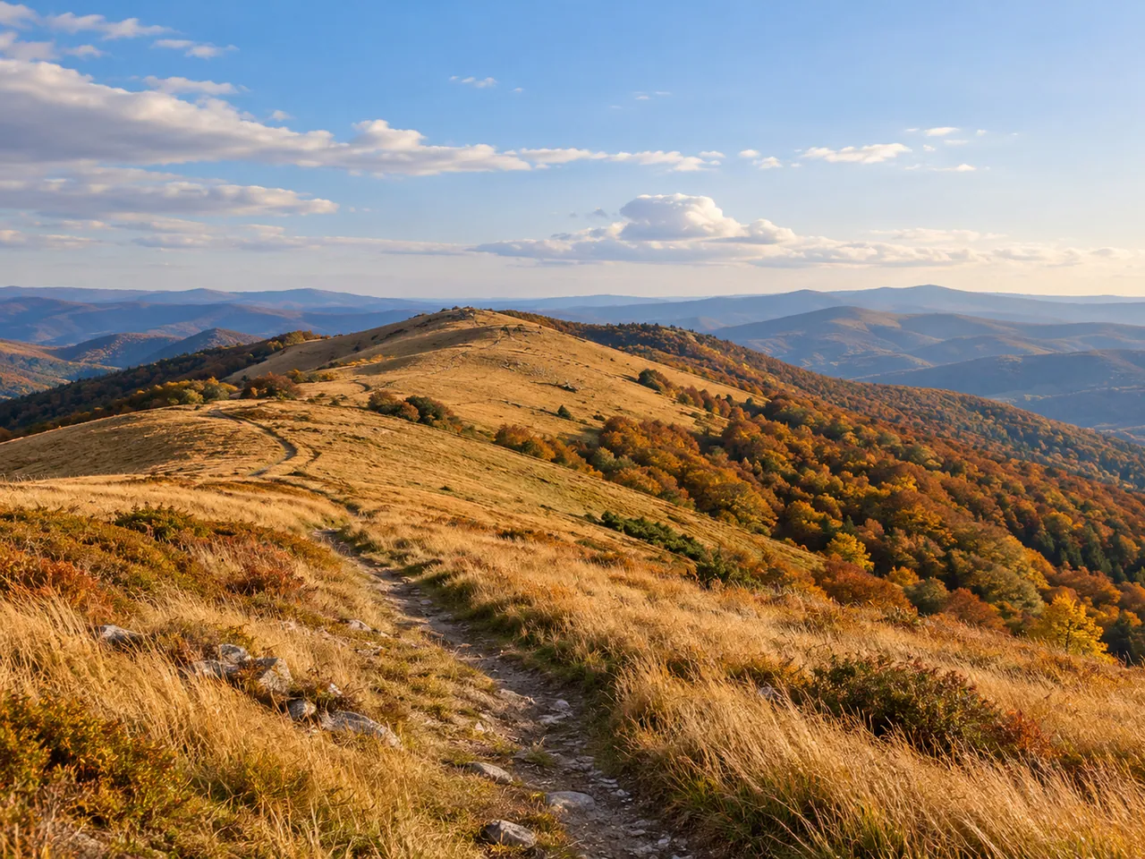 Illustration of Bieszczady połonina grassland ridge