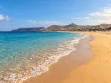 Illustration of Golden sandy coast on Porto Santo, Madeira archipelago; representative beach view, no exact headland or lookout claimed.