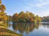 Illustration of Representative autumn lake landscape in Craiova's Nicolae Romanescu Park