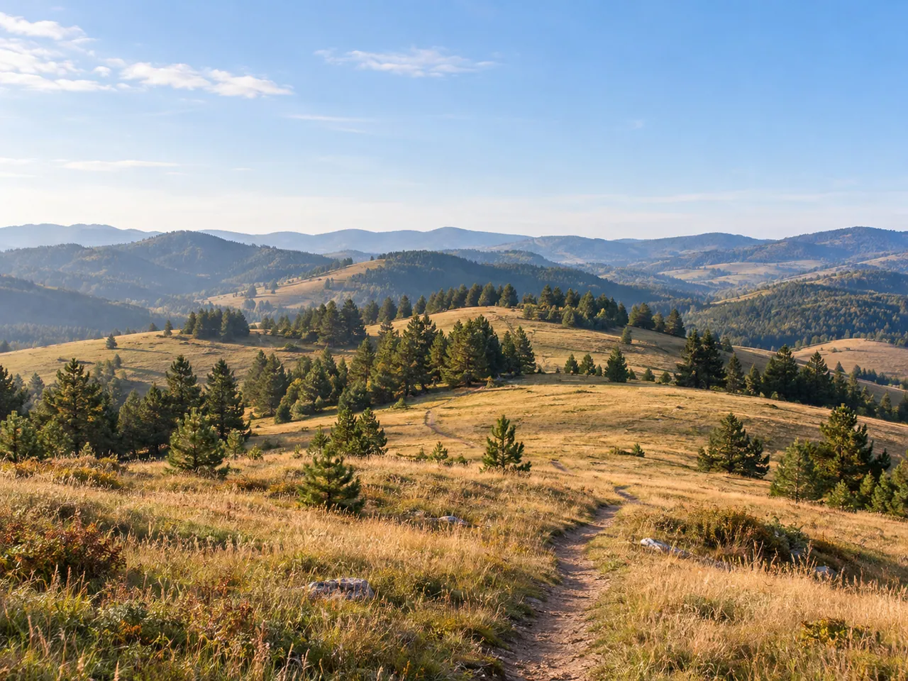 Illustration of Representative Zlatibor rolling meadows and pine groves