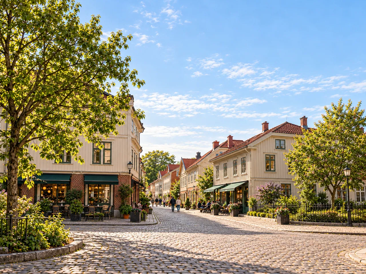 Illustration of Representative historic timber street in Gothenburg’s Haga district